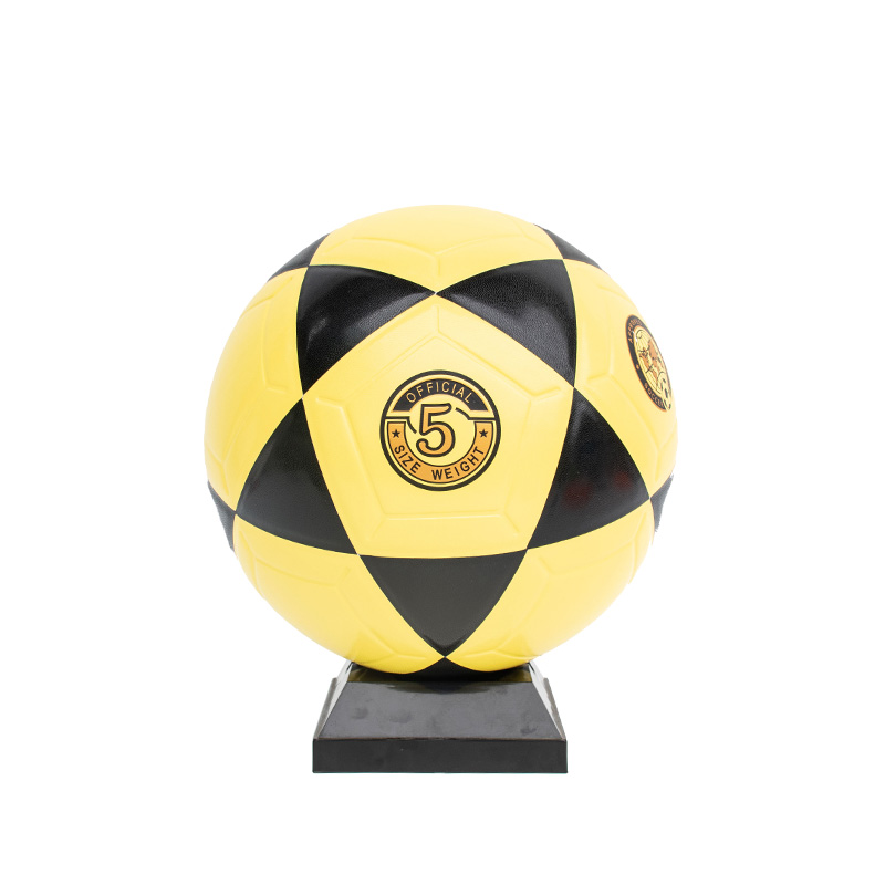 Yellow black PVC Laminated Soccer Ball