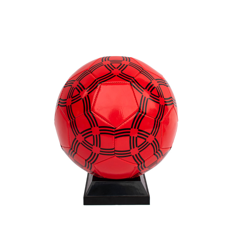 Red PVC machine sewed soccer ball