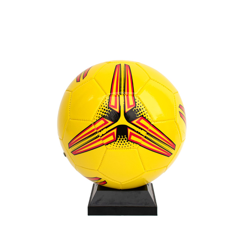 Yellow PVC machine sewed soccer ball