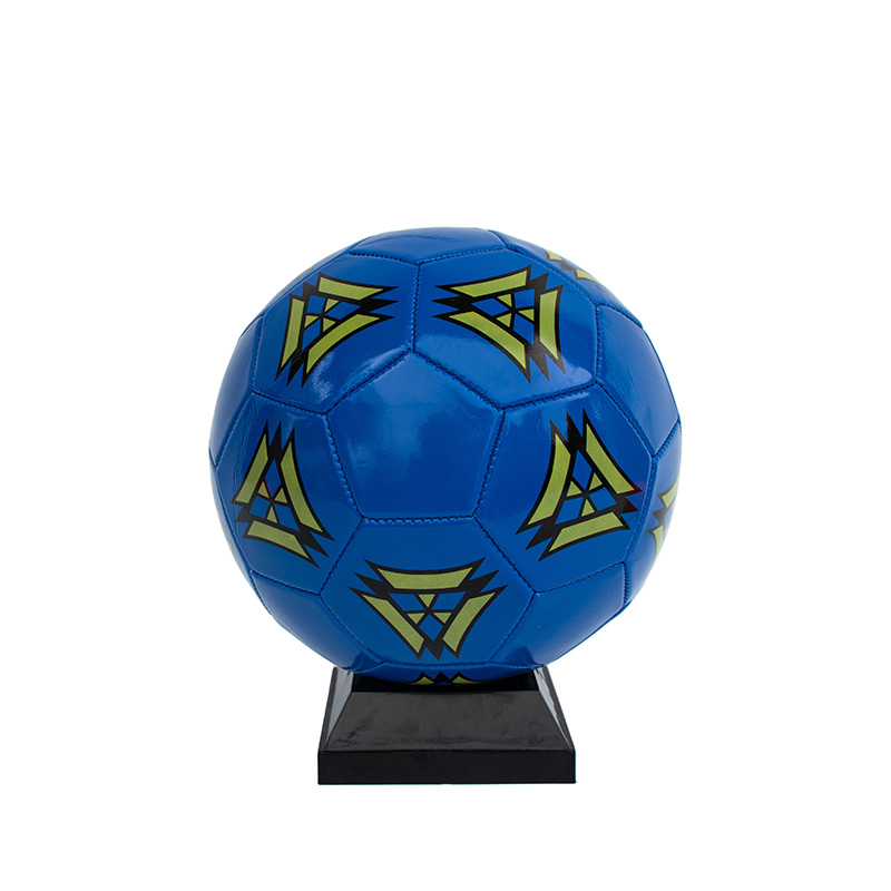 Blue PVC machine sewed soccer ball